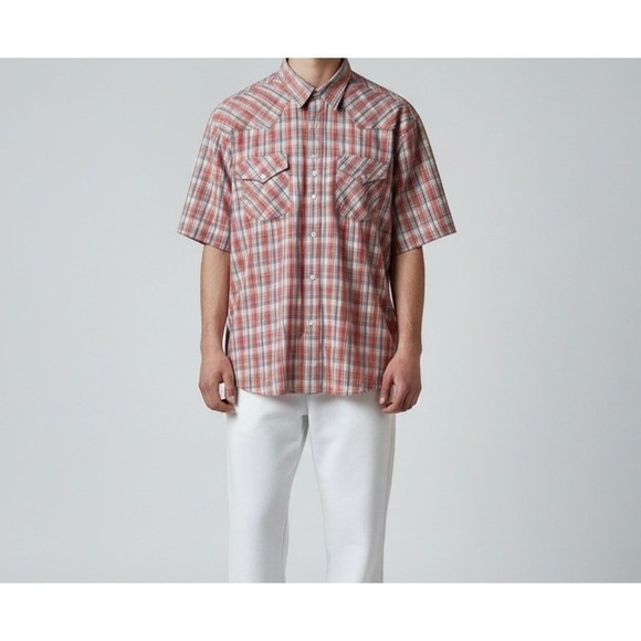 Lucky Brand Other - Lucky Brand Shirt Mens Large Red Plaid Pearl Snap Cowboy Outdoors Casual Classic